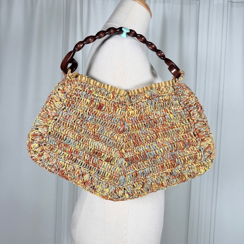 Jamin Puech Vintage Woven Raffia Top Handle Bag Boho Coastal Grandma - Picture 2 of 16